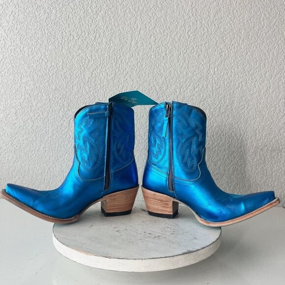 Lane SMOKESHOW Womens Cowboy Bootie 8.5 Blue Western Cowgirl Short Ankle Boots - Picture 7 of 11